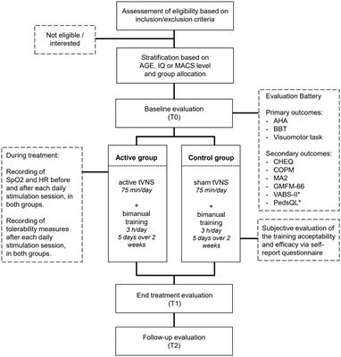 Pairing transcutaneous vagus nerve stimulation with an intensive bimanual training in children and adolescents with cerebral palsy: study protocol of a randomized sham-controlled trial